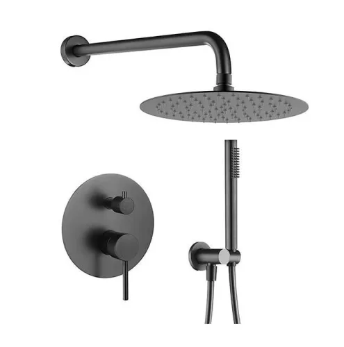 Falba süllyesztett csaptelep, Arezzo design Palmfield zuhanyszett, gun metal AR-1160GM