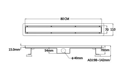Padlóösszefolyó, Arezzo design 2in1 800 mm-es rozsdamentes acél folyóka, arany AR-800DBG