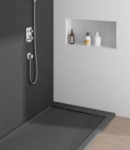 Zuhanytálca,Arezzo design Stone pala hatás,öntött márvány zuhanytálca,antracit 120x90 AR-DYT129LA