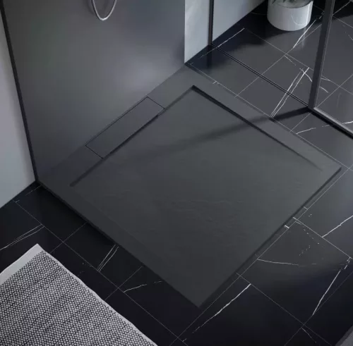 Zuhanytálca, Arezzo design Stone pala hatású,öntött márvány zuhanytálca,fekete 120x90 AR-DYT099LB