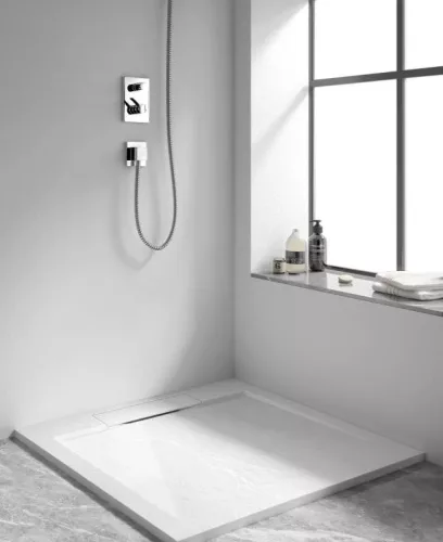 Zuhanytálca, Arezzo design Stone pala hatású, öntött márvány zuhanytálca,fehér 120x90 AR-DYT099LW