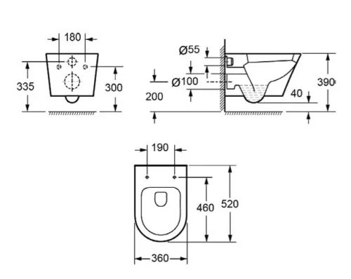 WC, Arezzo design Indiana perem nélküli, fali wc AR-100RV