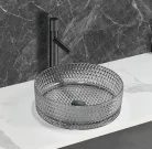 Mosdó, Arezzo design Glam üveg mosdó, világosszürke AR-M214