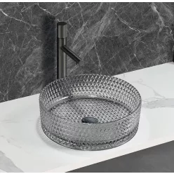   Mosdó, Arezzo design Glam üveg mosdó, világosszürke AR-M214