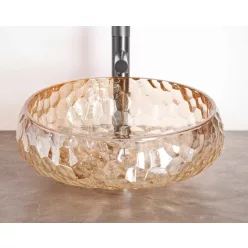   Mosdó, Arezzo design Prisma üveg mosdó, borostyán AR-M347O
