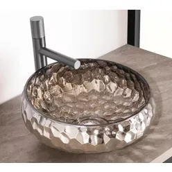 Mosdó, Arezzo design Prisma üveg mosdó, platino AR-M347P