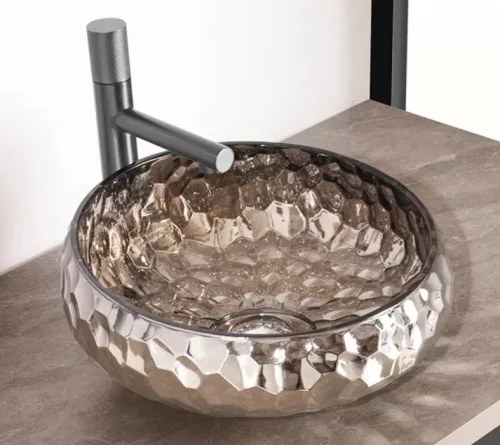 Mosdó, Arezzo design Prisma üveg mosdó, platino AR-M347P