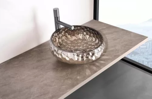 Mosdó, Arezzo design Prisma üveg mosdó, platino AR-M347P