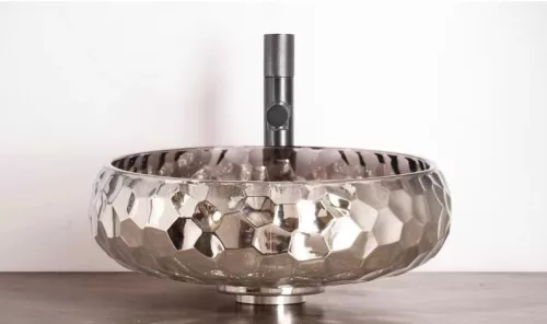 Mosdó, Arezzo design Prisma üveg mosdó, platino AR-M347P