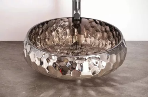 Mosdó, Arezzo design Prisma üveg mosdó, platino AR-M347P