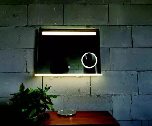 Fürdőszoba tükör, Arezzo design LED okos tükör világító polc+kozmetikai tükör 100x80cm AR-10080KT