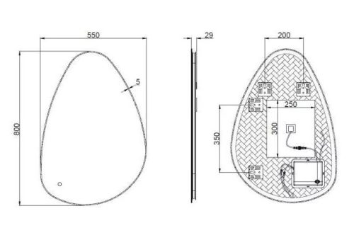 Fürdőszoba tükör, Arezzo design LED tükör 55x80 cm AR-M3090