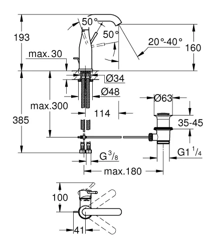 Mosdó csaptelep, Grohe Essence egykaros mosdó csaptelep, M méret, szálcsiszolt graphite 24173AL1
