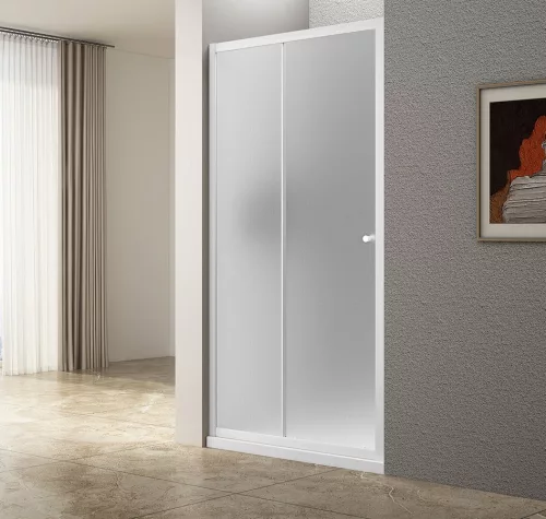 Zuhanyajtó, Aqualine Ugga zuhanyajtó 120x185 cm, brick üveggel, fehér AWS120