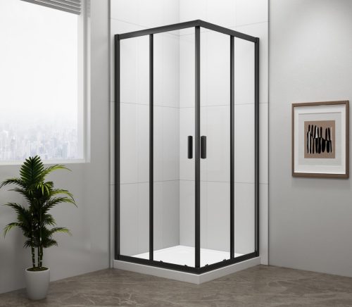 Zuhanykabin, Sapho Polysan Easy Line Black szögletes zuhanykabin, matt fekete 80x80 EL5215B