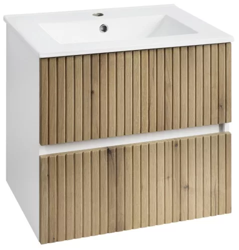 Alsó szekrény, Aqualine Paneda Strip mosdótartó szekrény, 59,5x55x45,2cm, emporio tölgy PN360