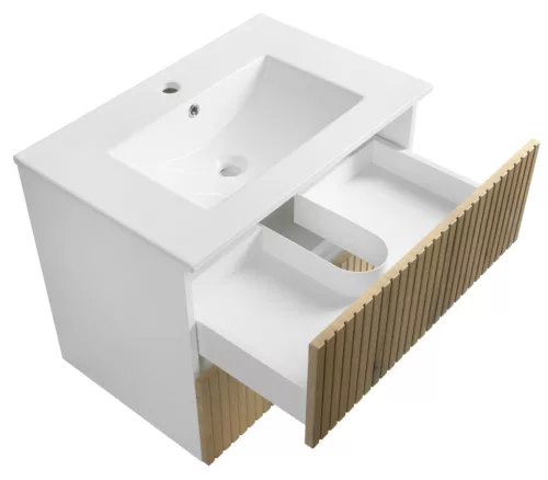 Alsó szekrény, Aqualine Paneda Strip mosdótartó szekrény, 69,5x55x45,2cm, emporio tölgy PN370