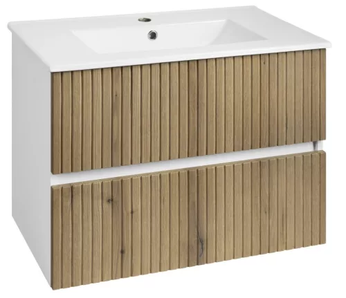 Alsó szekrény, Aqualine Paneda Strip mosdótartó szekrény, 74,5x55x45,2cm, emporio tölgy PN375