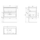 Alsó szekrény, Aqualine Paneda Strip mosdótartó szekrény, 74,5x55x45,2cm, emporio tölgy PN375