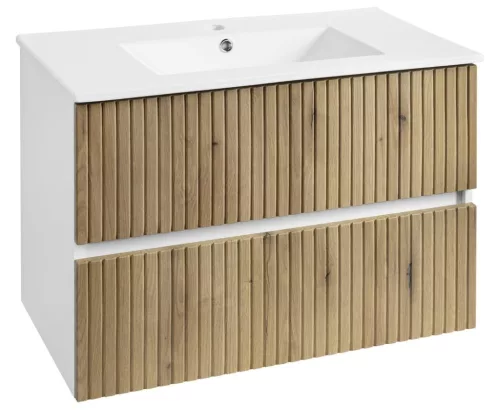 Alsó szekrény, Aqualine Paneda Strip mosdótartó szekrény, 79,5x55x45,2cm, emporio tölgy PN380