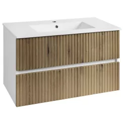   Alsó szekrény, Aqualine Paneda Strip mosdótartó szekrény, 89,5x55x45,2cm, emporio tölgy PN390