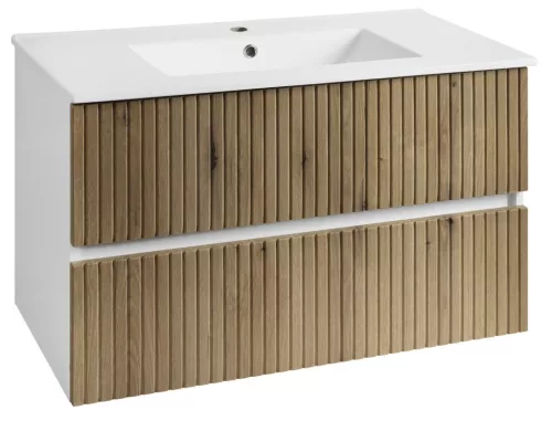 Alsó szekrény, Aqualine Paneda Strip mosdótartó szekrény, 89,5x55x45,2cm, emporio tölgy PN390