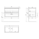Alsó szekrény, Aqualine Paneda Strip mosdótartó szekrény, 89,5x55x45,2cm, emporio tölgy PN390
