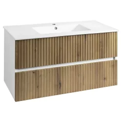   Alsó szekrény, Aqualine Paneda Strip mosdótartó szekrény, 99,5x55x45,2cm, emporio tölgy PN310