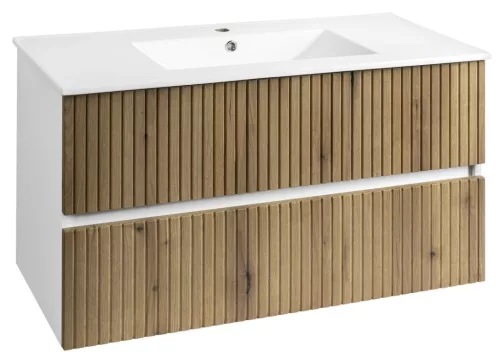 Alsó szekrény, Aqualine Paneda Strip mosdótartó szekrény, 99,5x55x45,2cm, emporio tölgy PN310