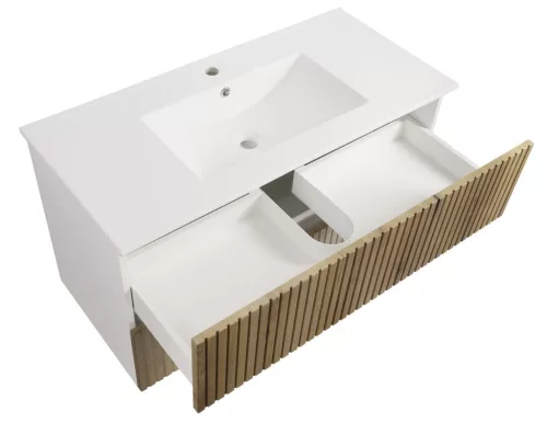 Alsó szekrény, Aqualine Paneda Strip mosdótartó szekrény, 99,5x55x45,2cm, emporio tölgy PN310