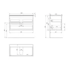 Alsó szekrény, Aqualine Paneda Strip mosdótartó szekrény, 99,5x55x45,2cm, emporio tölgy PN310