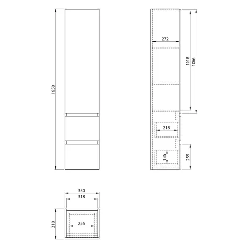 Fali szekrény, Aqualine Paneda Strip jobbos/balos 35x165x31 cm, emporio tölgy PN265