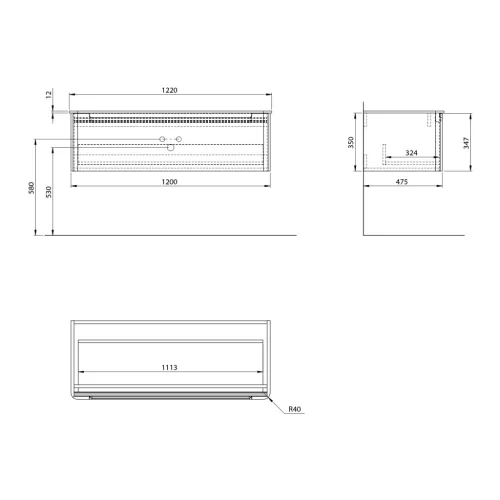 Alsó szekrény, Sapho Kerala mosdótartó szekrény 120x35x47,5 cm verde KR120-4444