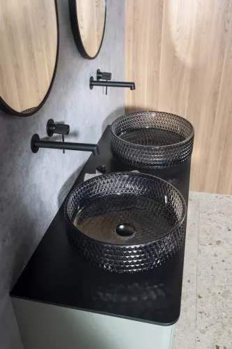 Mosdó, Sapho Beauty Maragua üvegmosdó 39,5 cm fekete TY214