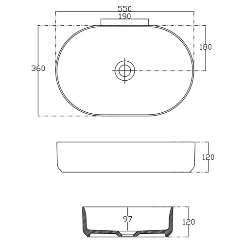Mosdó, Sapho Infinity Oval kerámia mosdó 55x36 cm 10NF65055