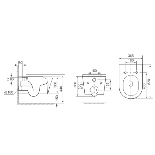WC, Sapho Paco rimless, fali wc, fekete PZ1012WRB