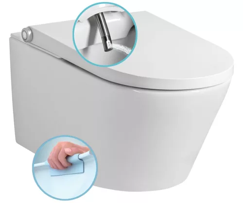 WC, Sapho Veen fali wc integrált bidé funkcióval 37x59,3cm VE421
