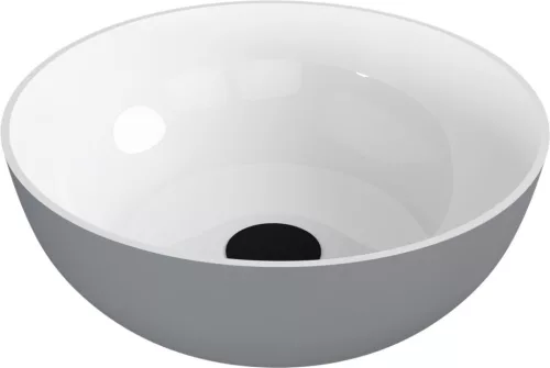 Mosdó, Sapho Banera Round öntött márvány mosdó 39 cm, fehér/matt szürke 14337.32