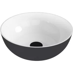   Mosdó, Sapho Banera Round öntött márvány mosdó 39 cm, fehér/matt antracit 14337.52