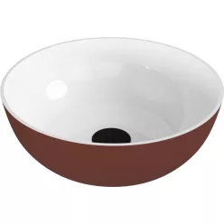   Mosdó, Sapho Banera Round öntött márvány mosdó 39 cm, fehér/matt barna 14337.72