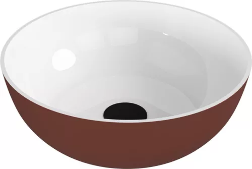 Mosdó, Sapho Banera Round öntött márvány mosdó 39 cm, fehér/matt barna 14337.72