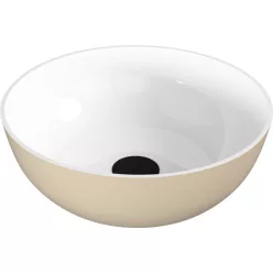   Mosdó, Sapho Banera Round öntött márvány mosdó 39 cm, fehér/matt bézs 14337.82