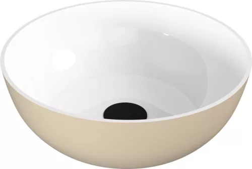 Mosdó, Sapho Banera Round öntött márvány mosdó 39 cm, fehér/matt bézs 14337.82