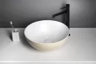 Mosdó, Sapho Banera Round öntött márvány mosdó 39 cm, fehér/matt bézs 14337.82