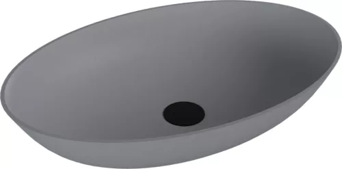 Mosdó, Sapho Banera Oval öntött márvány mosdó 60x40 cm, matt szürke 14397.31