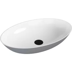   Mosdó, Sapho Banera Oval öntött márvány mosdó 60x40 cm, fehér/matt szürke 14397.32