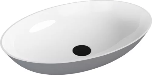 Mosdó, Sapho Banera Oval öntött márvány mosdó 60x40 cm, fehér/matt szürke 14397.32