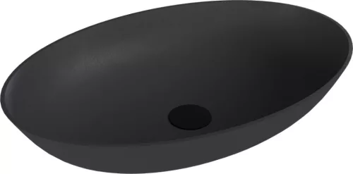 Mosdó, Sapho Banera Oval öntött márvány mosdó 60x40 cm, matt antracit 14397.51