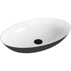   Mosdó, Sapho Banera Oval öntött márvány mosdó 60x40 cm, fehér/matt antracit 14397.52