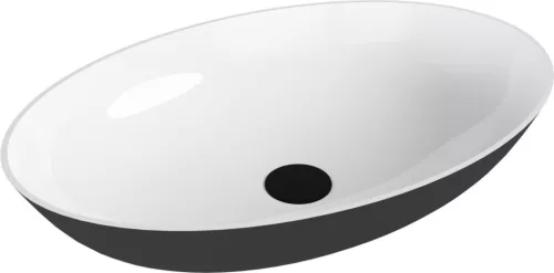 Mosdó, Sapho Banera Oval öntött márvány mosdó 60x40 cm, fehér/matt antracit 14397.52